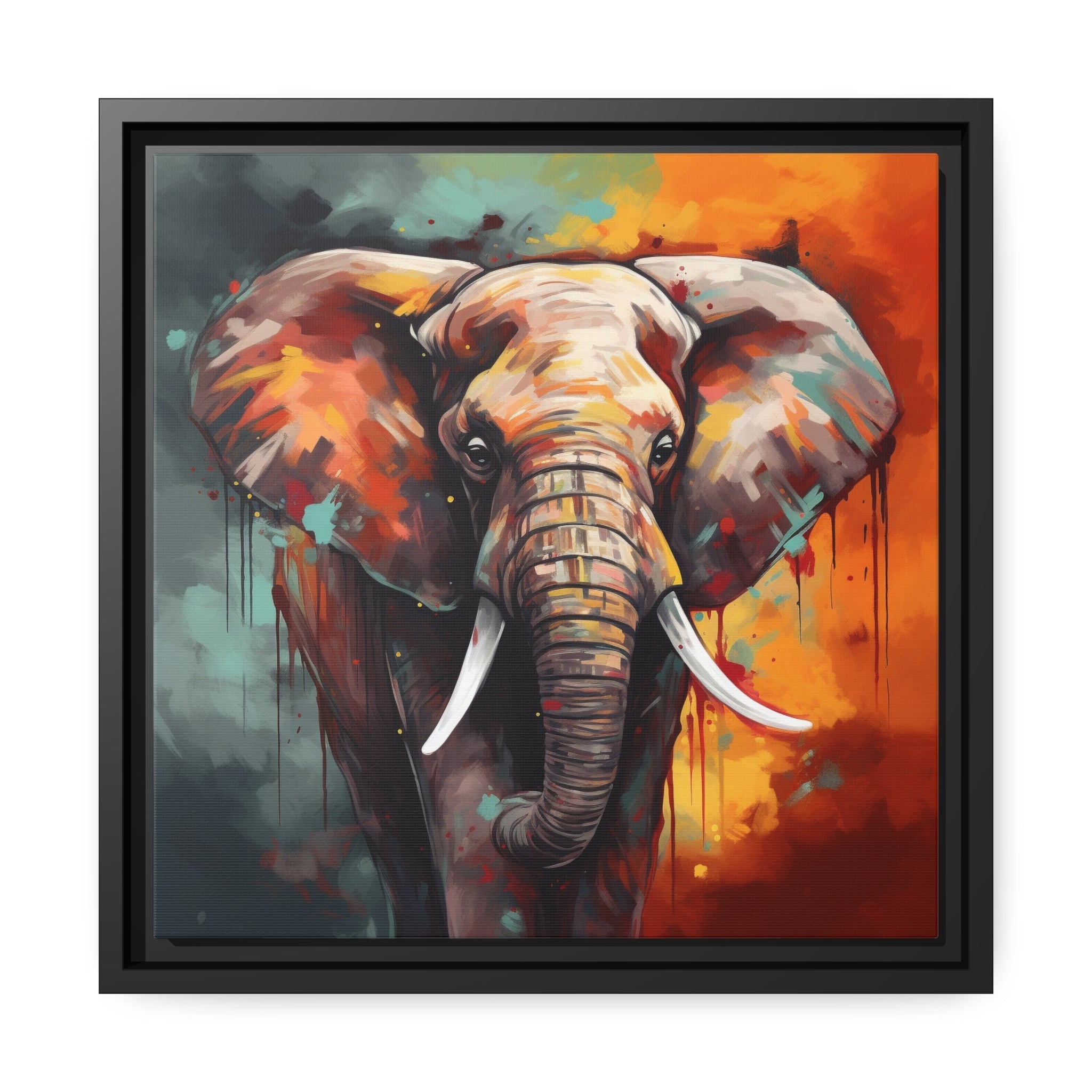 Majestic Elephant Matte Canvas, Black Frame - Noire Faire