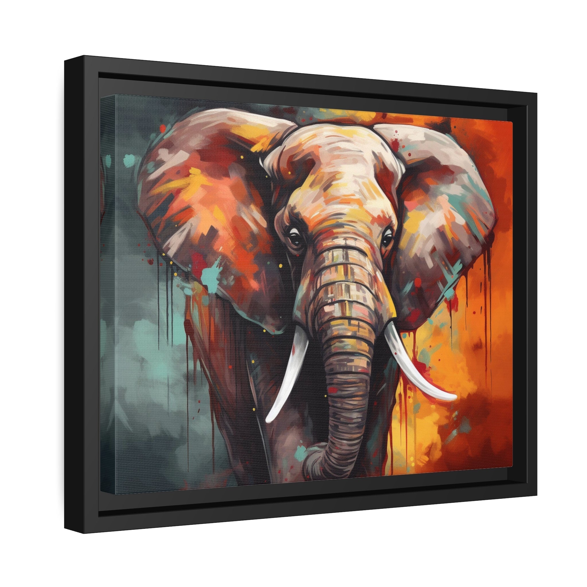 Majestic Elephant Matte Canvas, Black Frame - Noire Faire