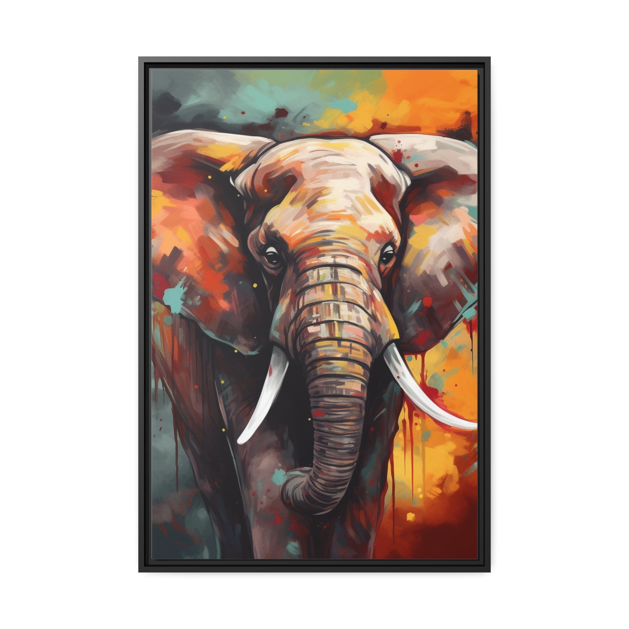 Majestic Elephant Matte Canvas, Black Frame - Noire Faire