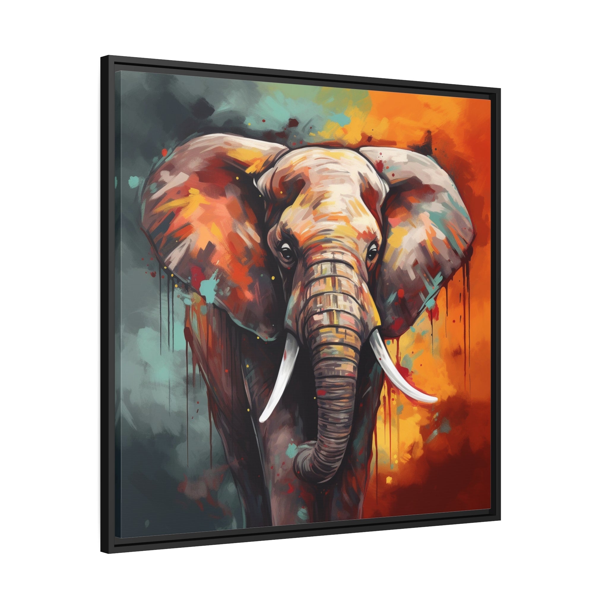 Majestic Elephant Matte Canvas, Black Frame - Noire Faire