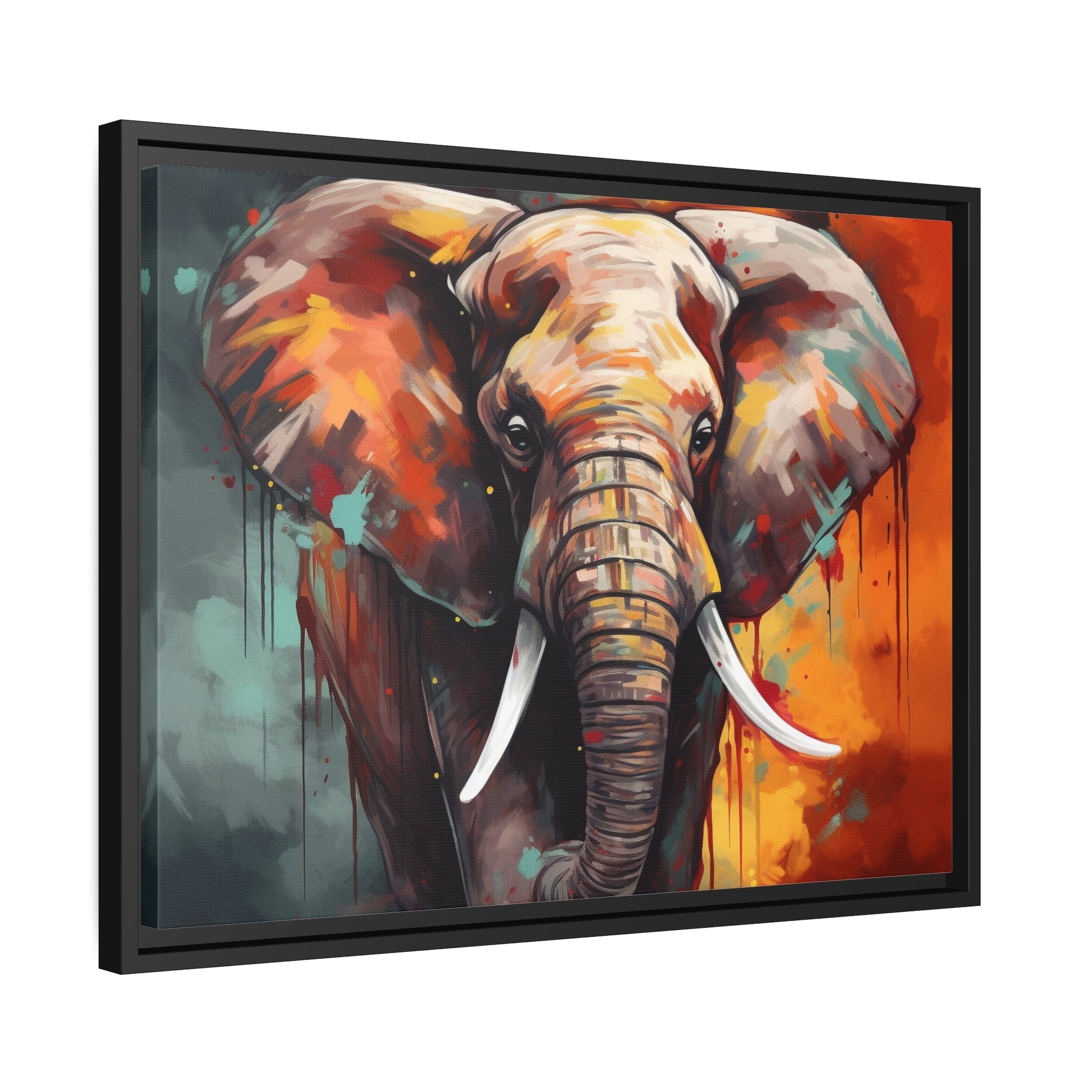 Majestic Elephant Matte Canvas, Black Frame - Noire Faire