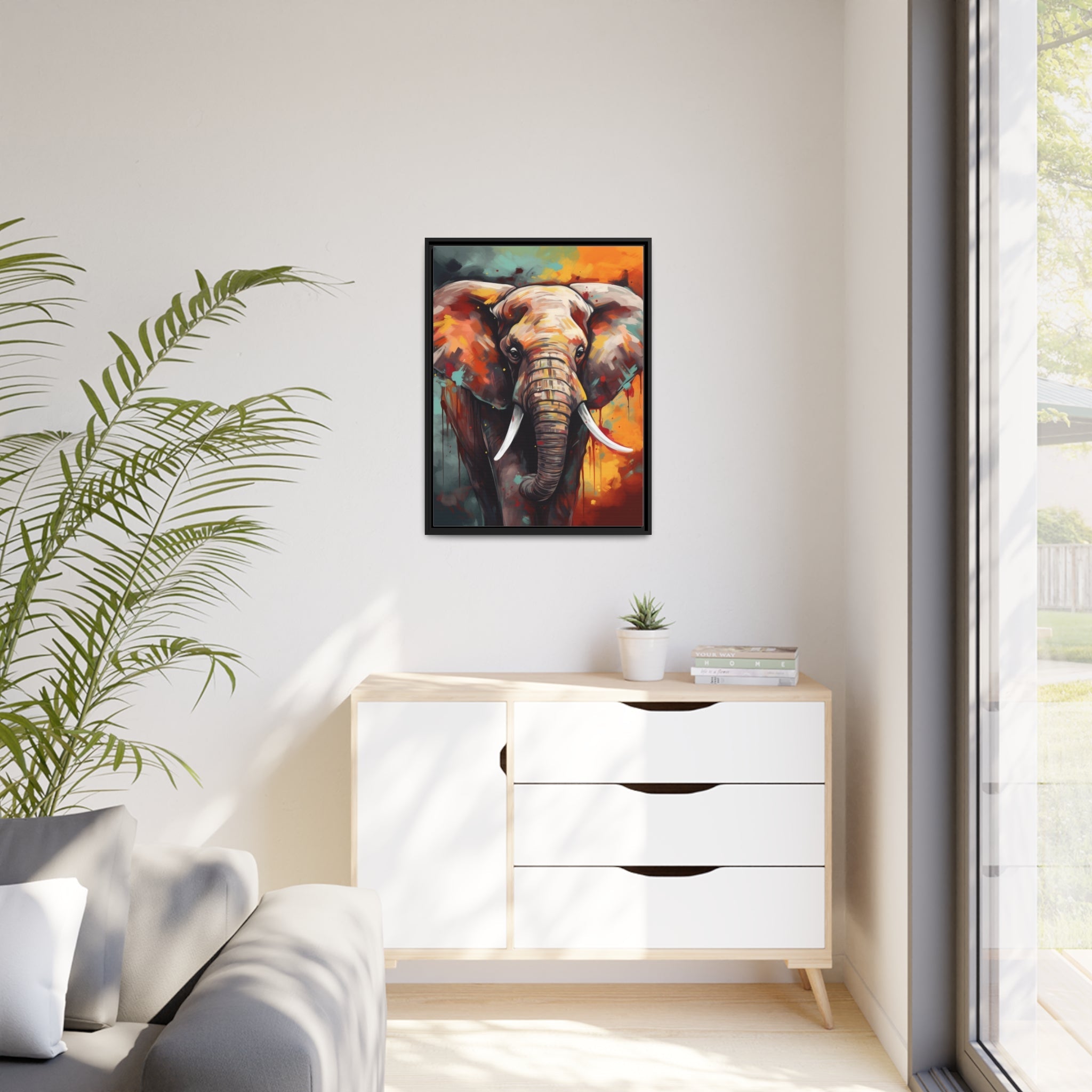 Majestic Elephant Matte Canvas, Black Frame - Noire Faire