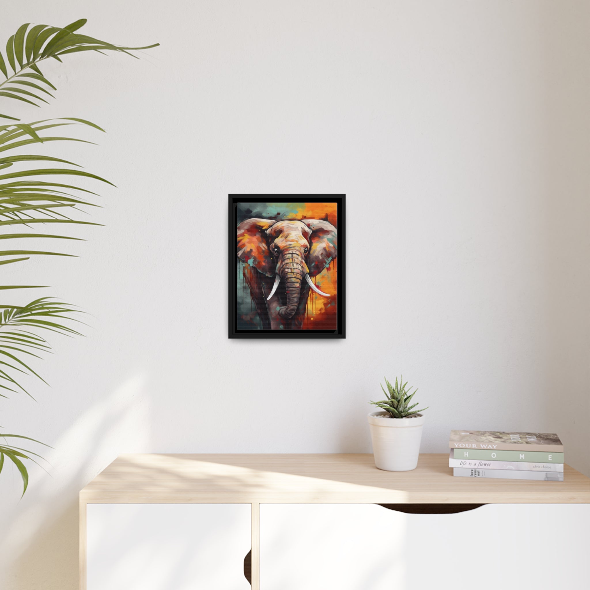 Majestic Elephant Matte Canvas, Black Frame - Noire Faire