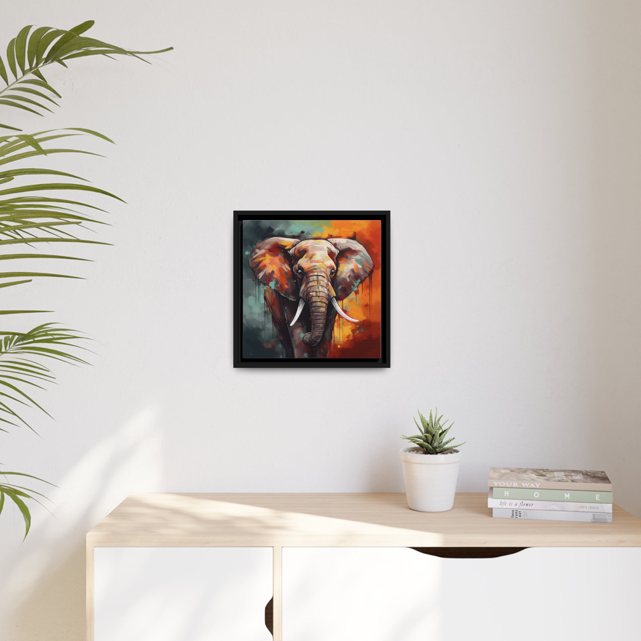 Majestic Elephant Matte Canvas, Black Frame - Noire Faire