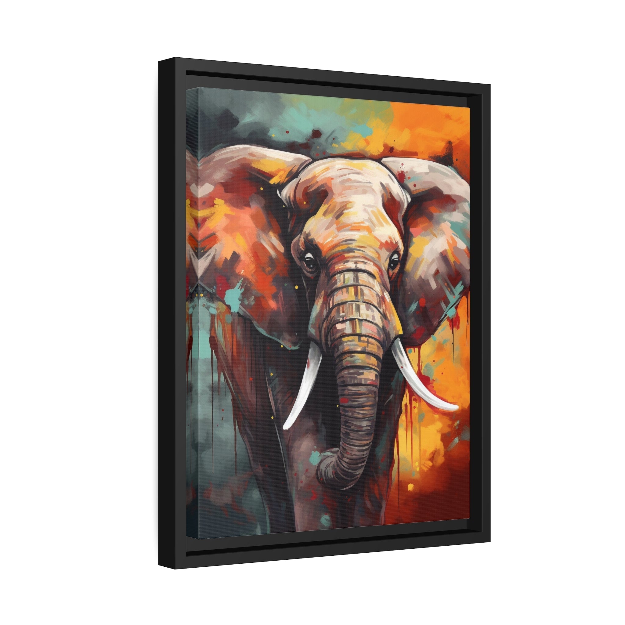 Majestic Elephant Matte Canvas, Black Frame - Noire Faire