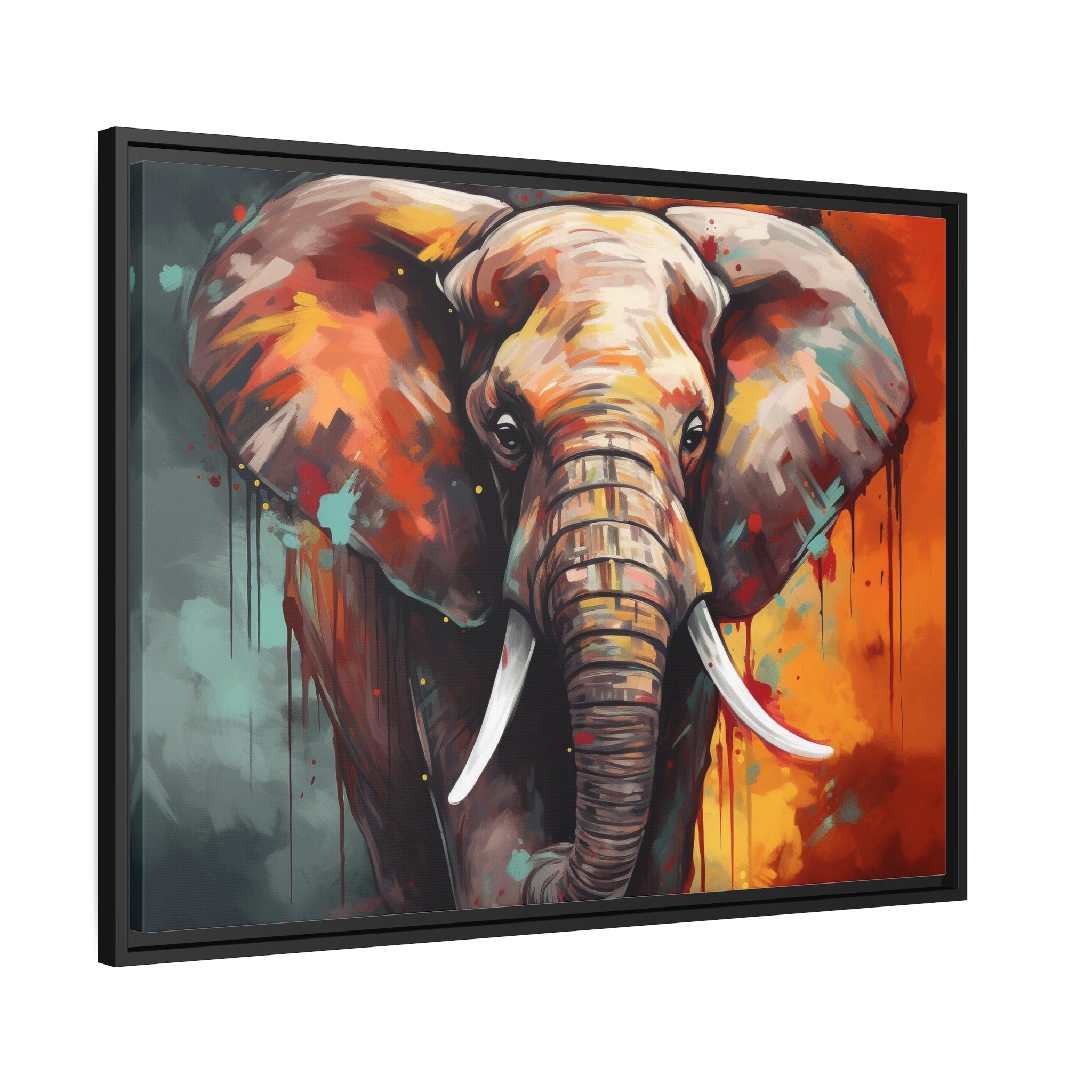 Majestic Elephant Matte Canvas, Black Frame - Noire Faire