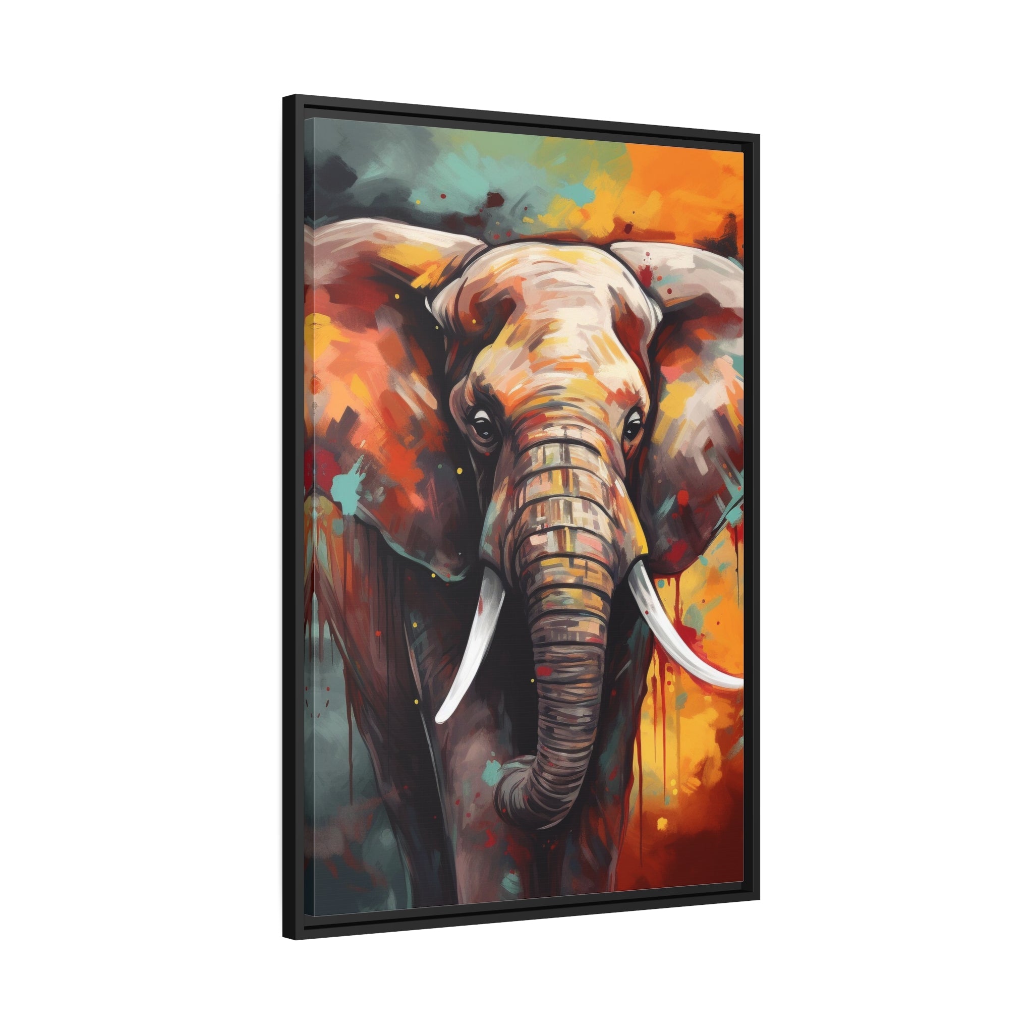 Majestic Elephant Matte Canvas, Black Frame - Noire Faire