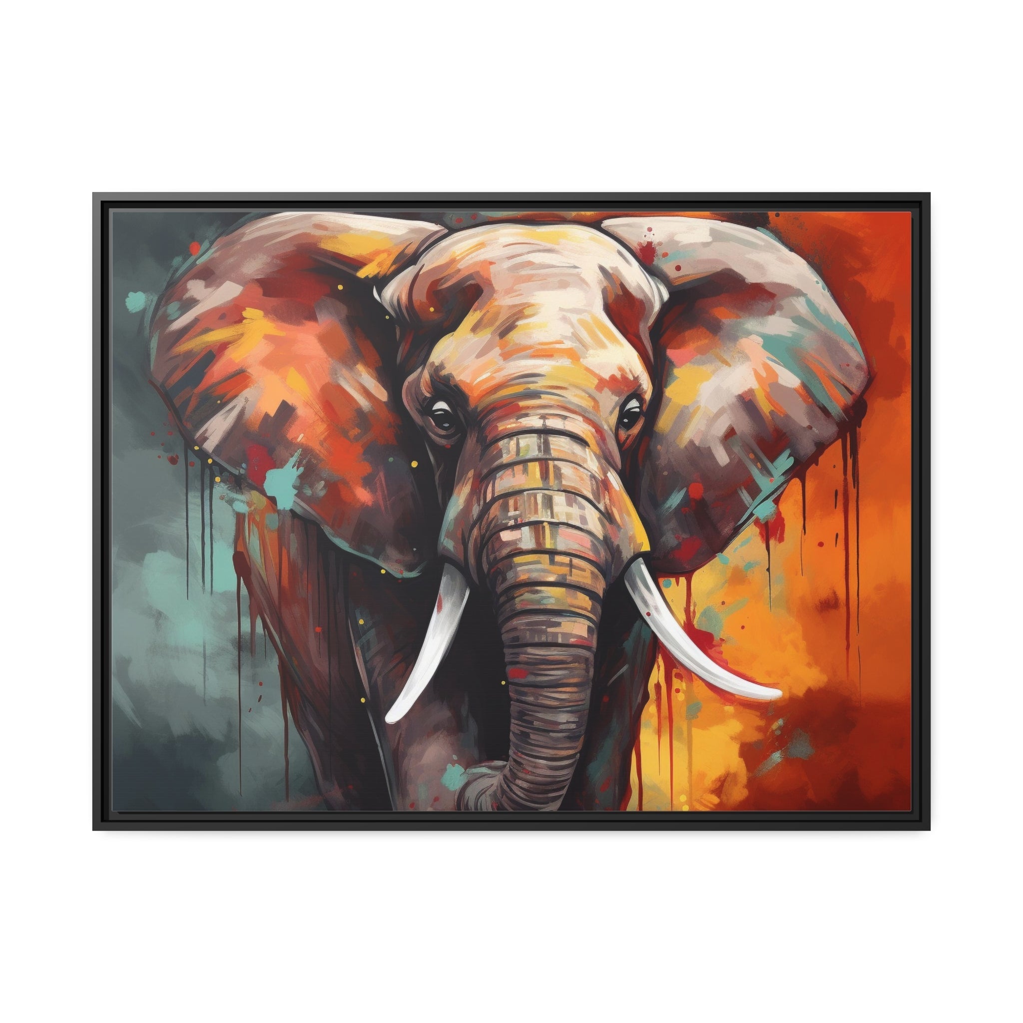 Majestic Elephant Matte Canvas, Black Frame - Noire Faire