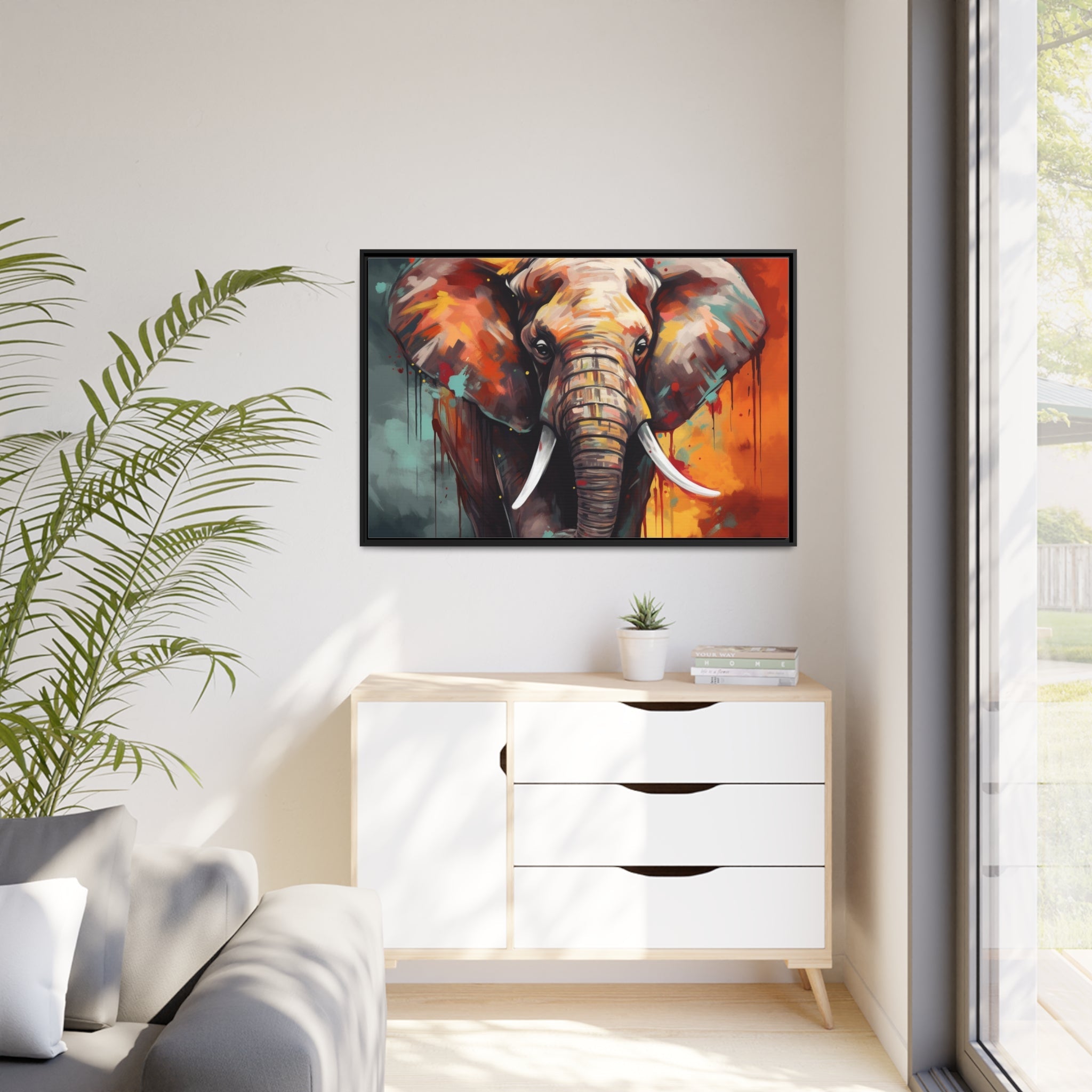 Majestic Elephant Matte Canvas, Black Frame - Noire Faire