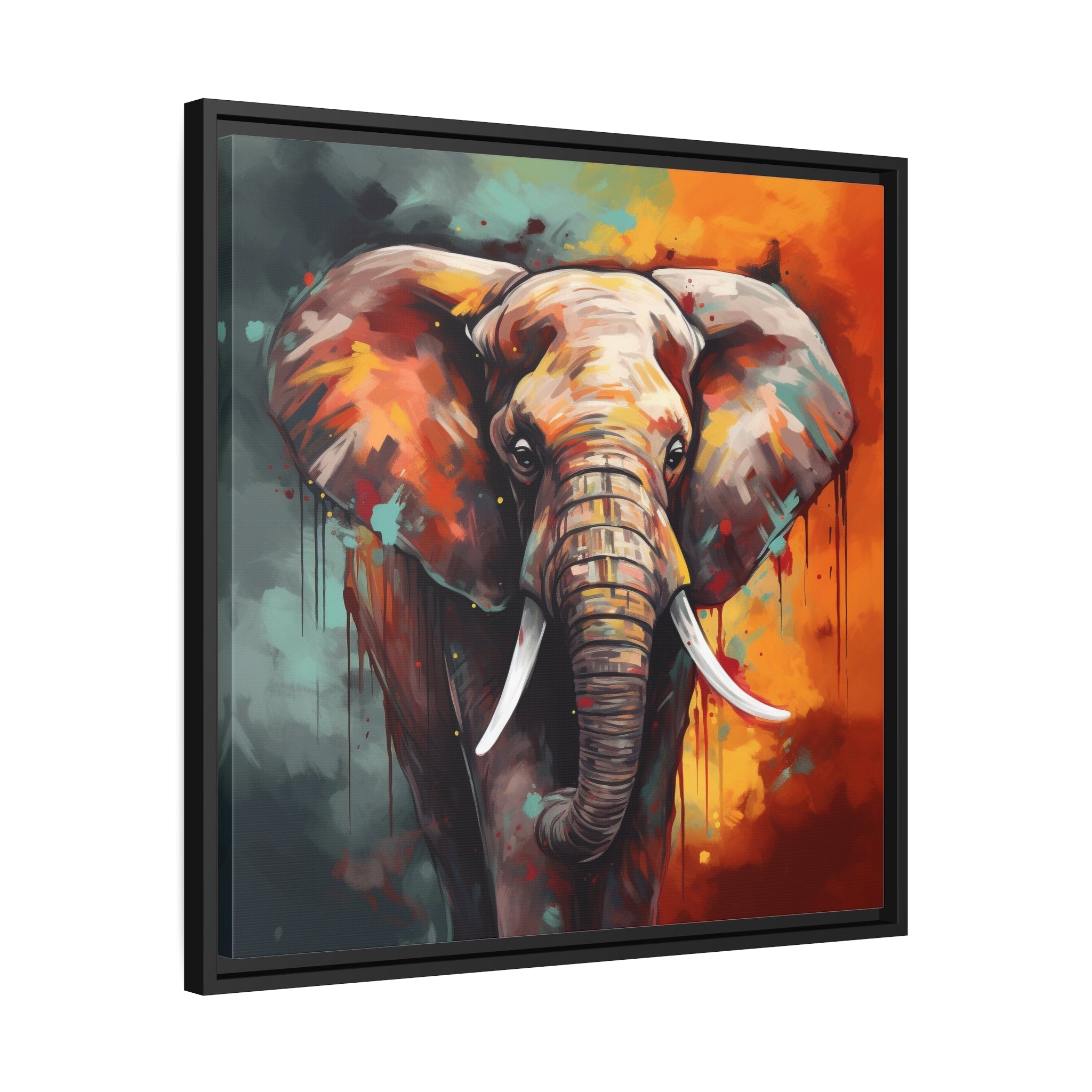 Majestic Elephant Matte Canvas, Black Frame - Noire Faire