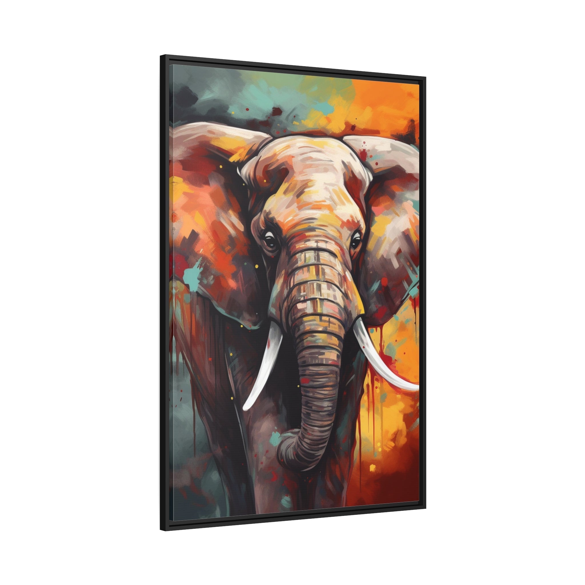 Majestic Elephant Matte Canvas, Black Frame - Noire Faire