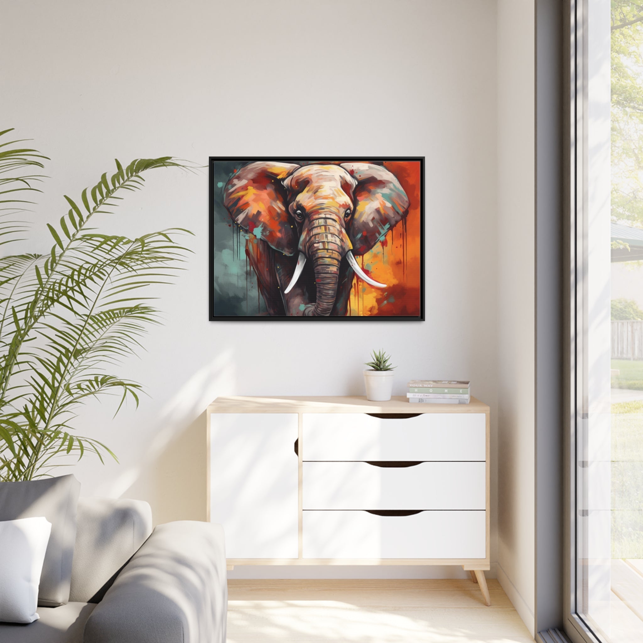 Majestic Elephant Matte Canvas, Black Frame - Noire Faire