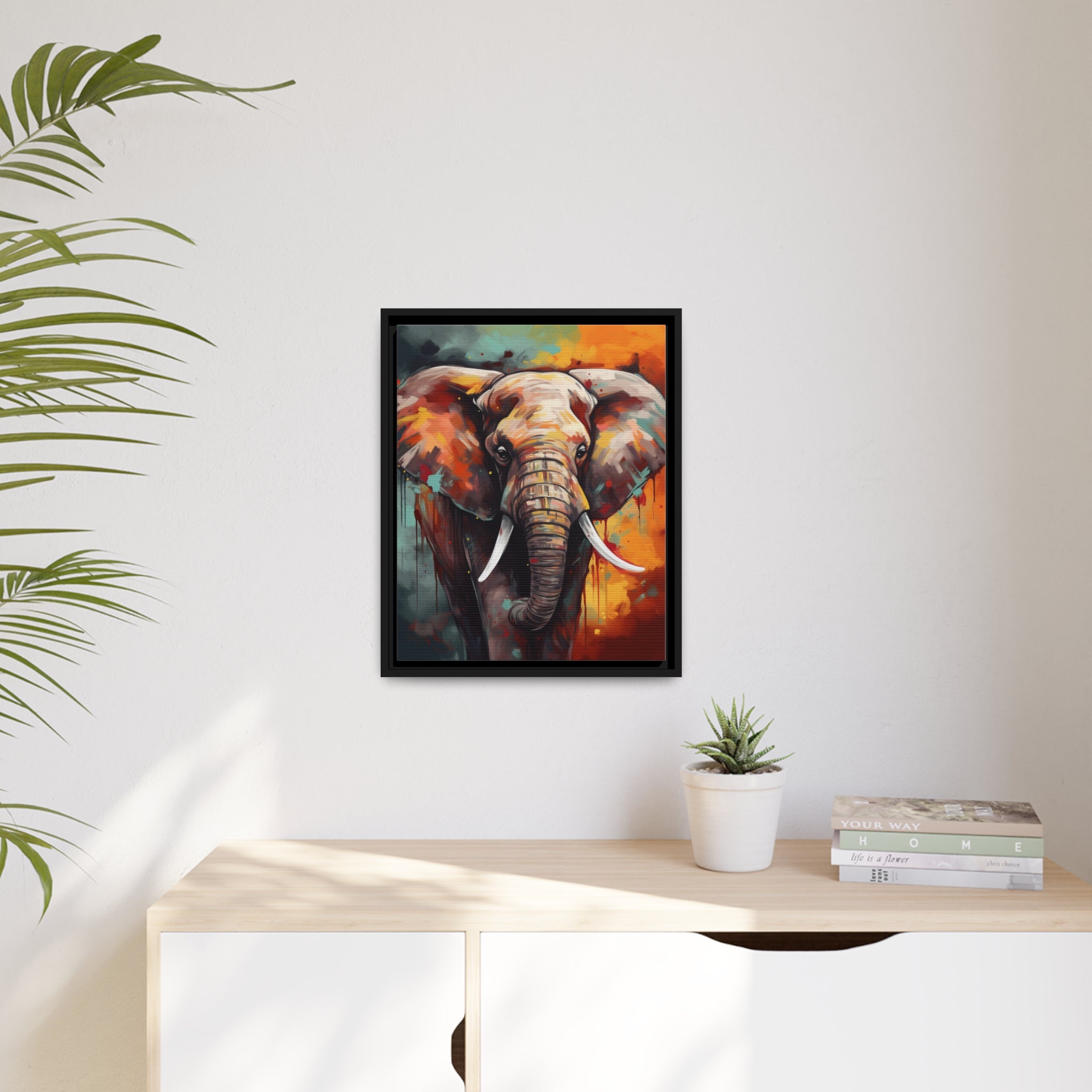 Majestic Elephant Matte Canvas, Black Frame - Noire Faire