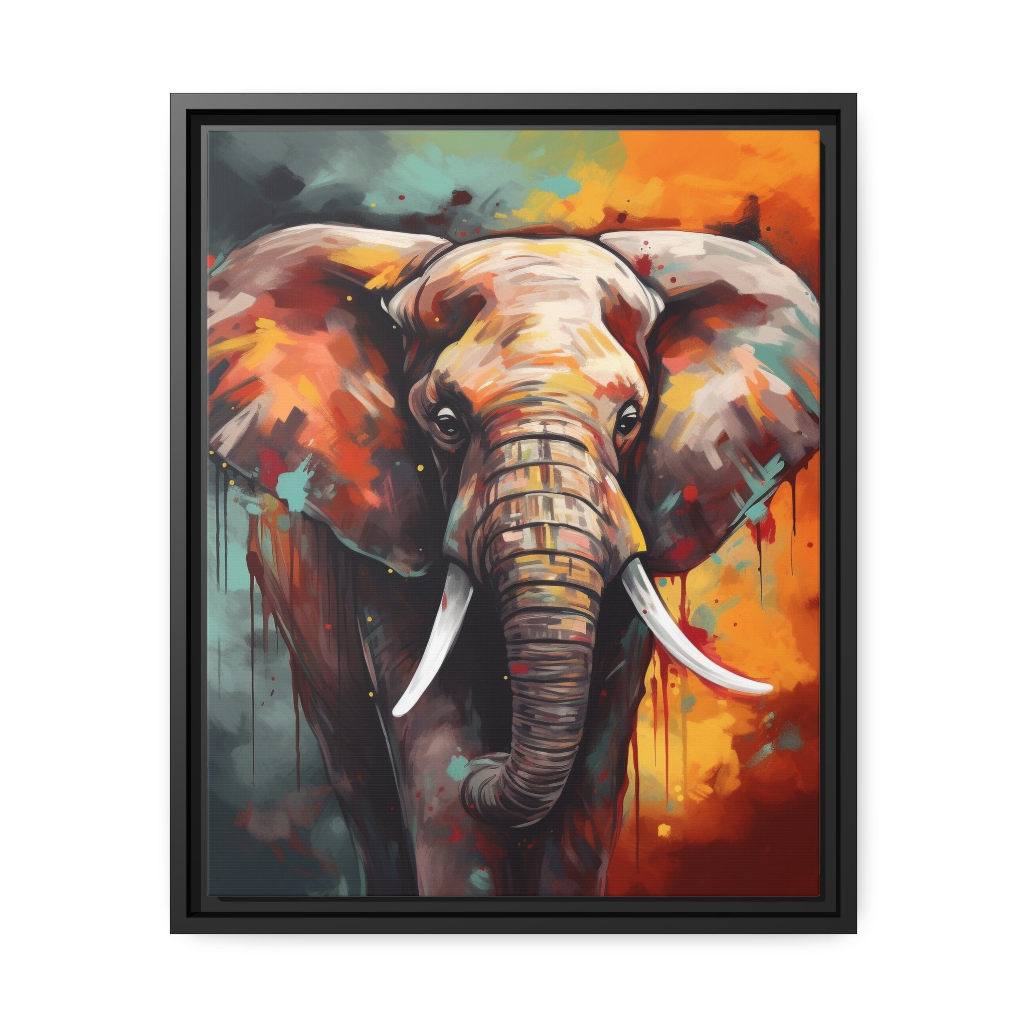 Majestic Elephant Matte Canvas, Black Frame - Noire Faire