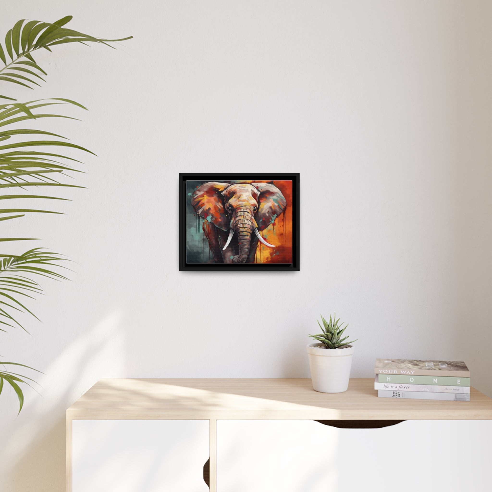 Majestic Elephant Matte Canvas, Black Frame - Noire Faire