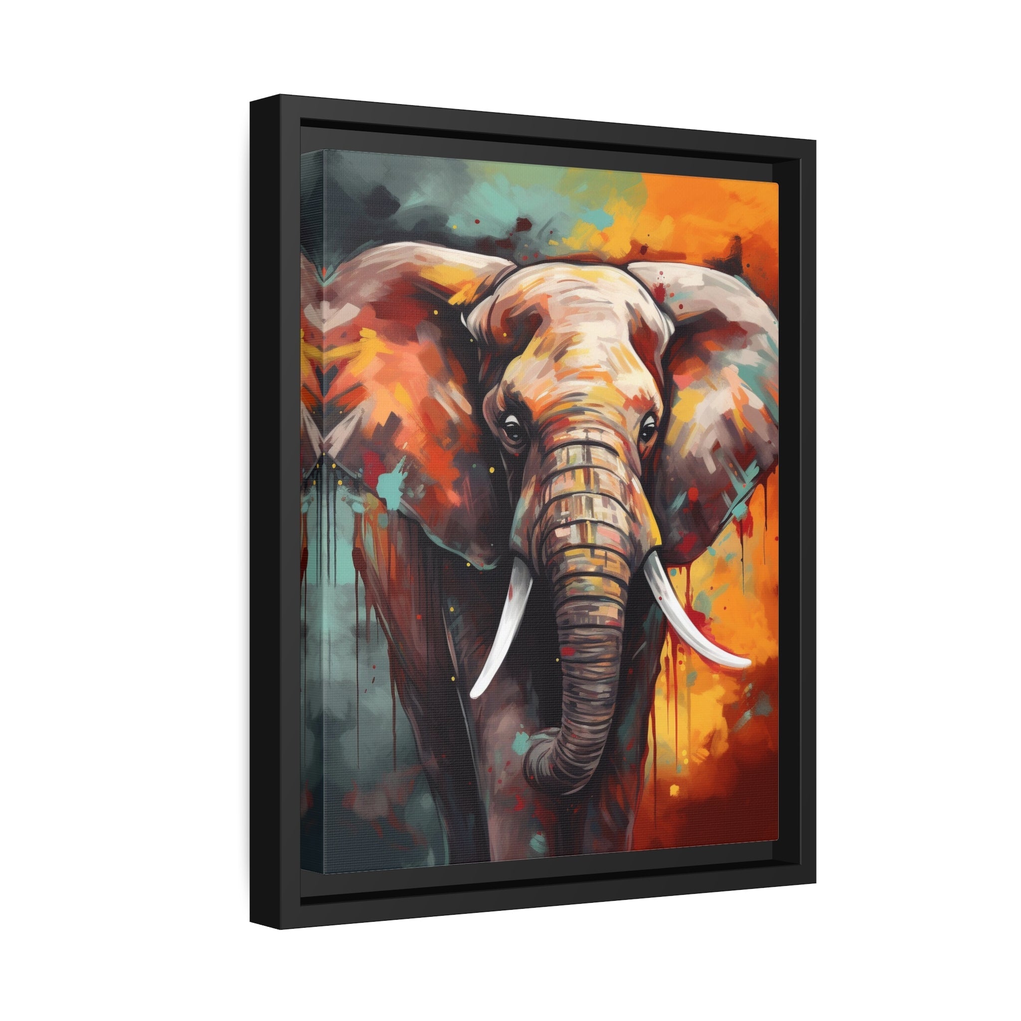 Majestic Elephant Matte Canvas, Black Frame - Noire Faire