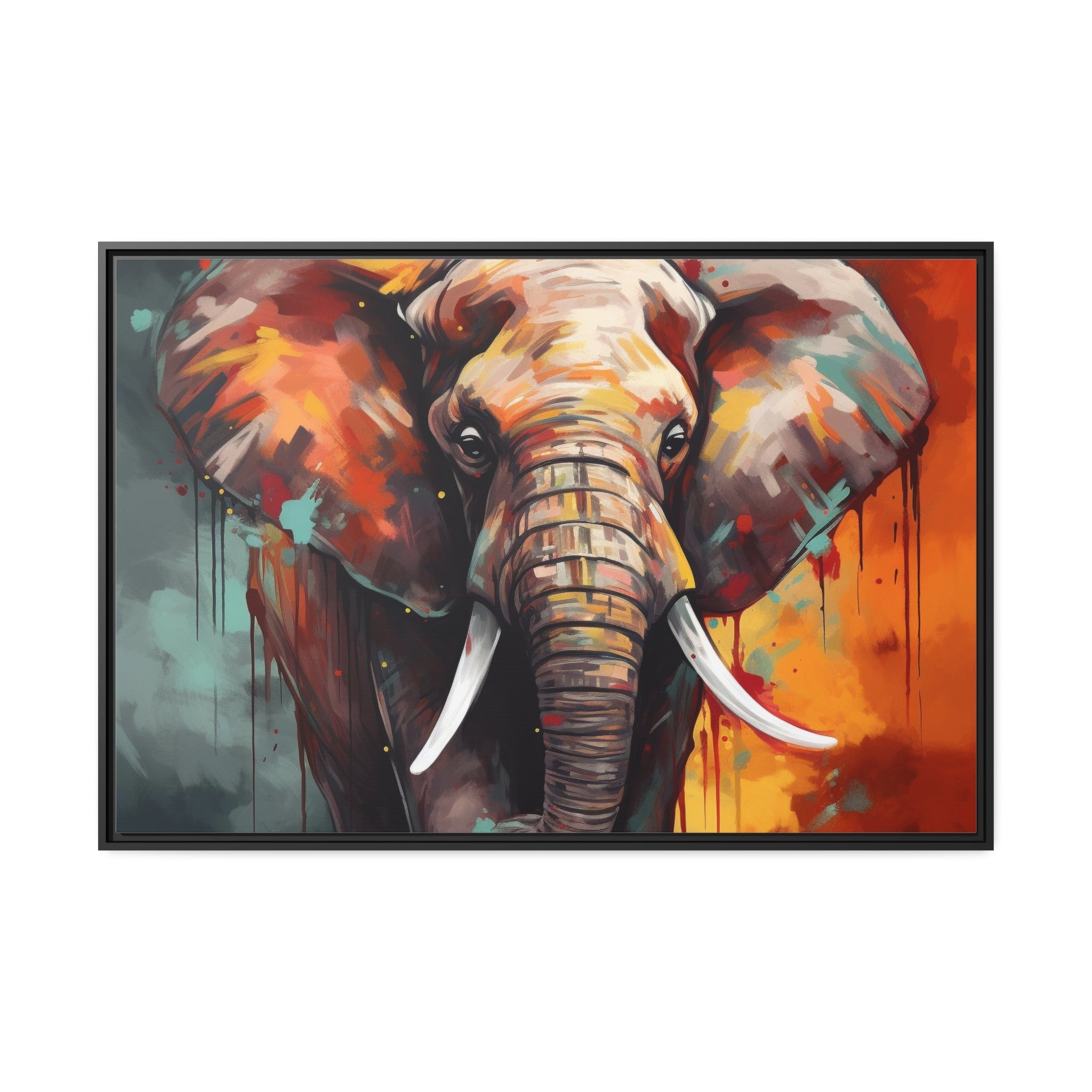 Majestic Elephant Matte Canvas, Black Frame - Noire Faire