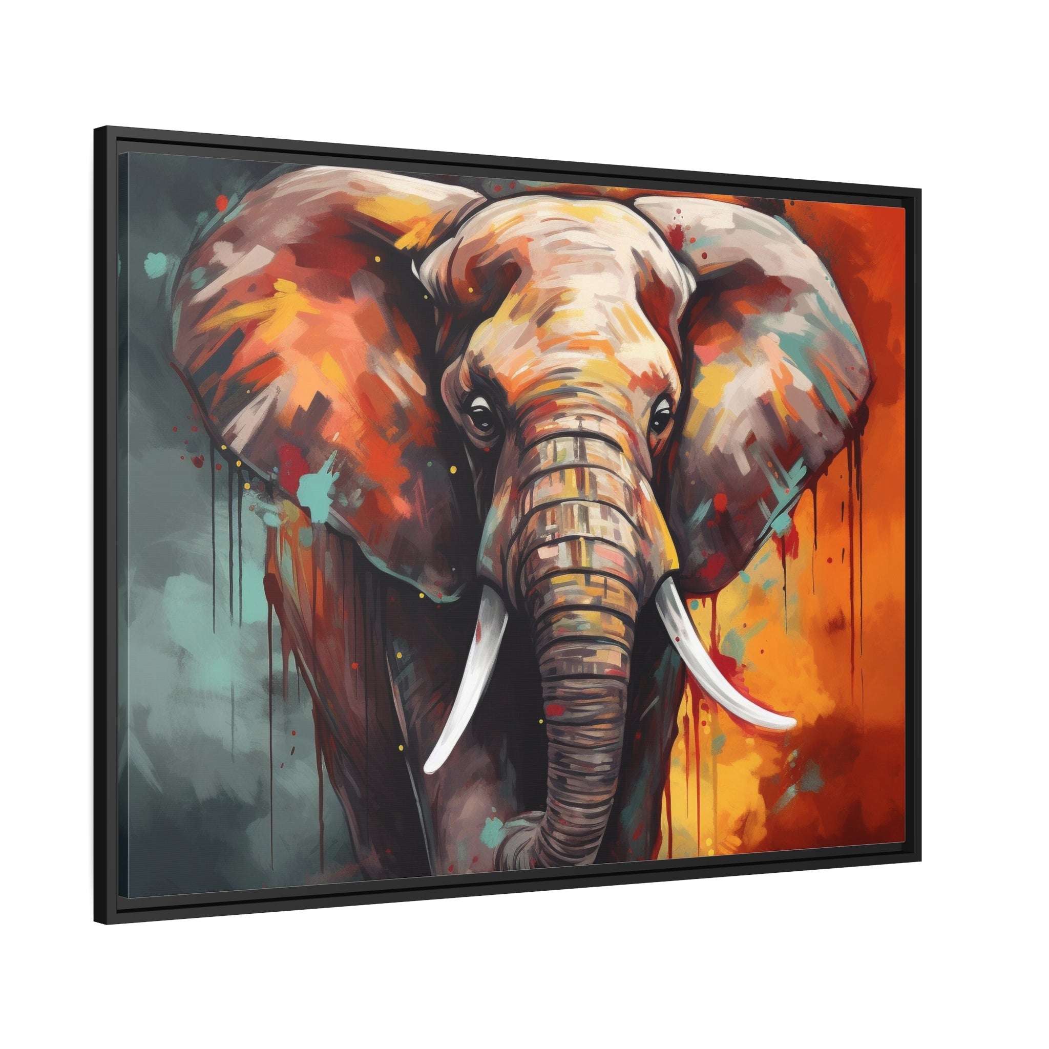 Majestic Elephant Matte Canvas, Black Frame - Noire Faire