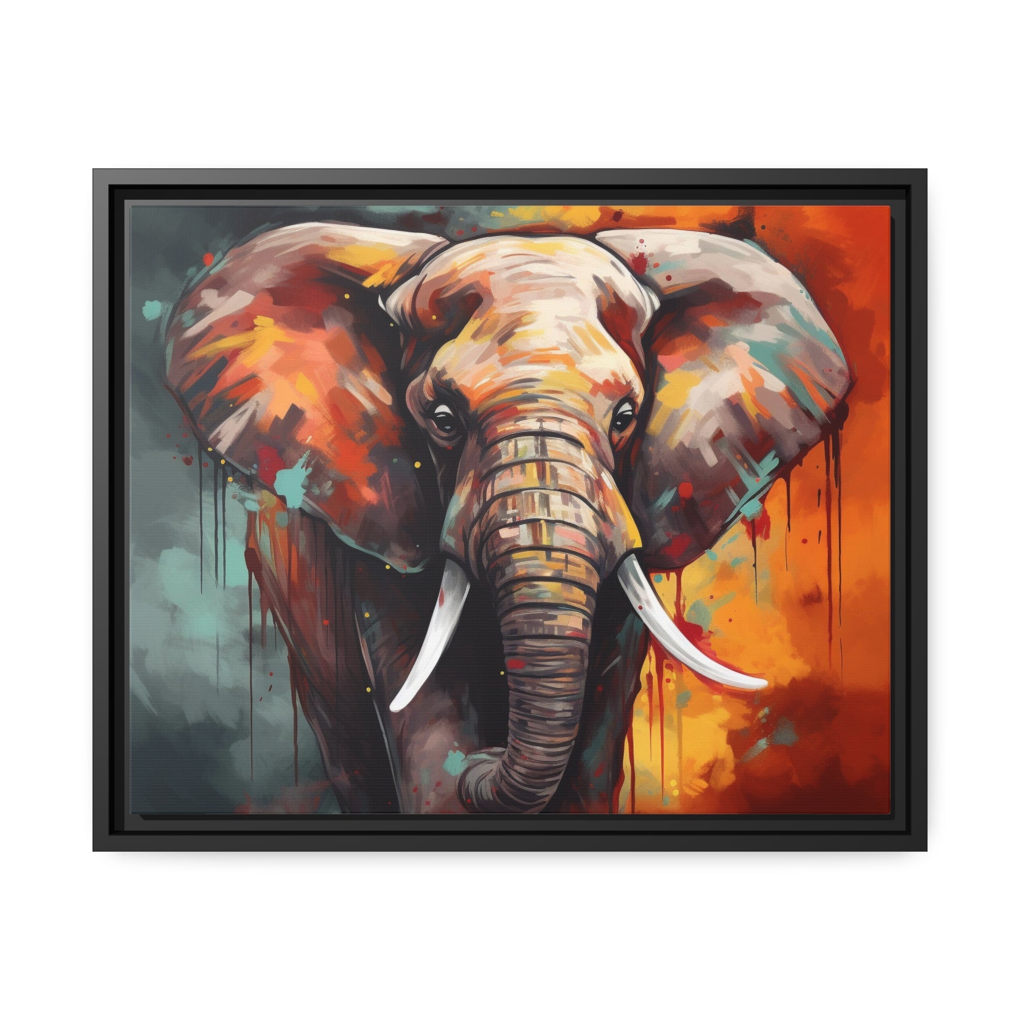 Majestic Elephant Matte Canvas, Black Frame - Noire Faire