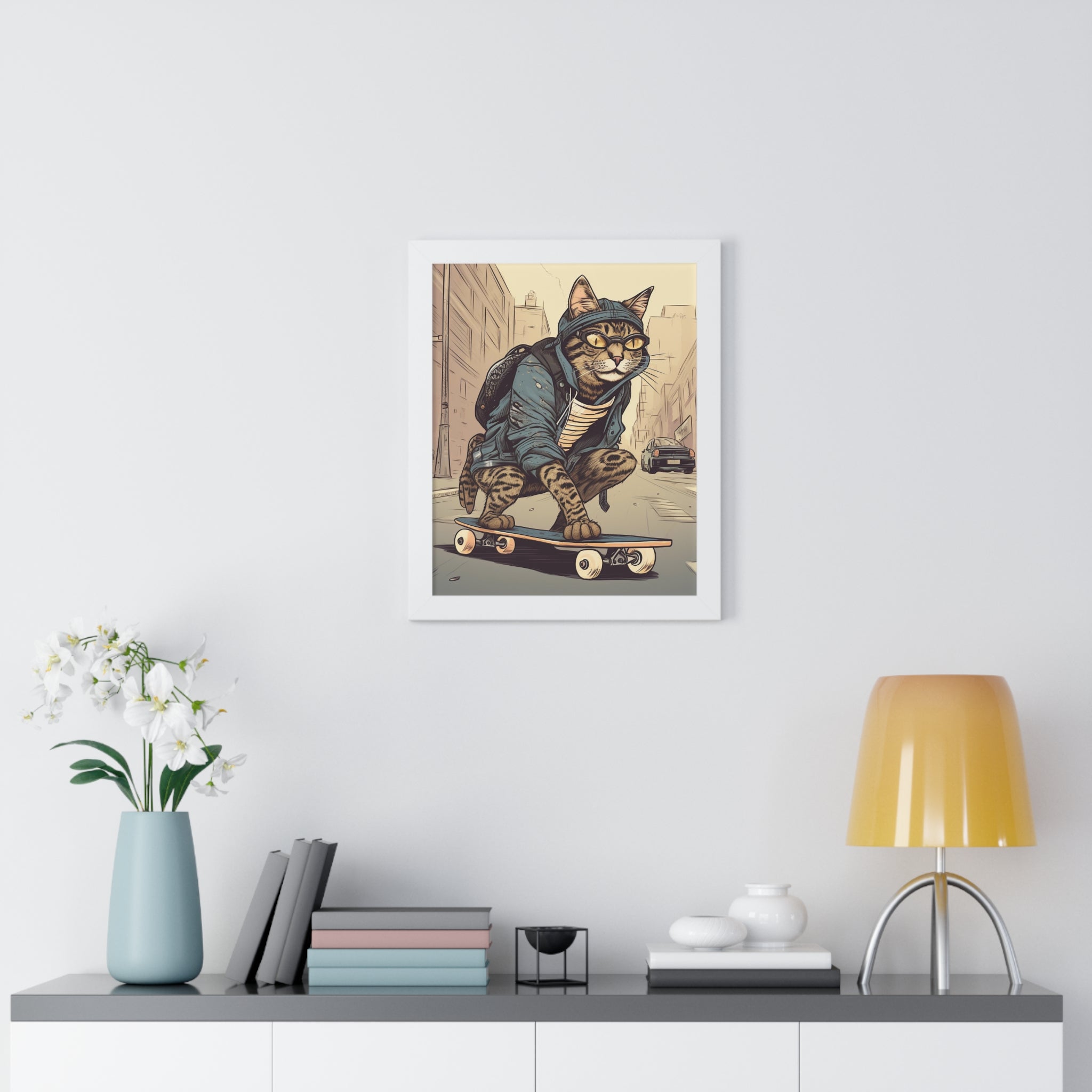 Tabby Board Framed Vertical Poster - Noire Faire