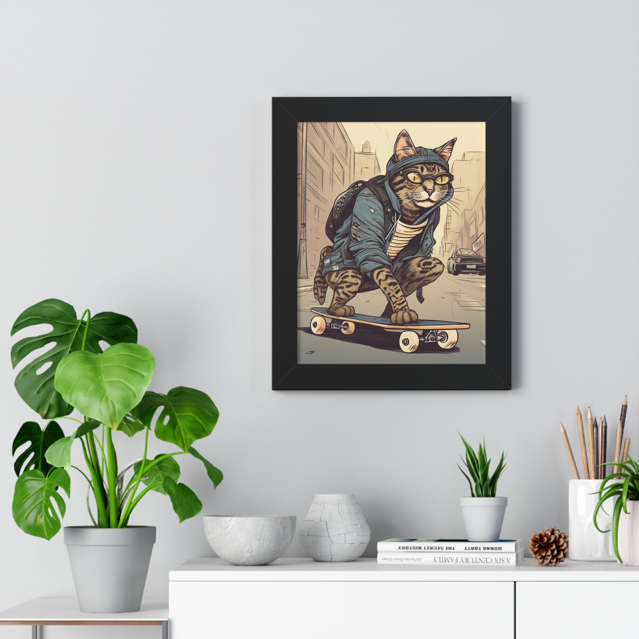 Tabby Board Framed Vertical Poster - Noire Faire