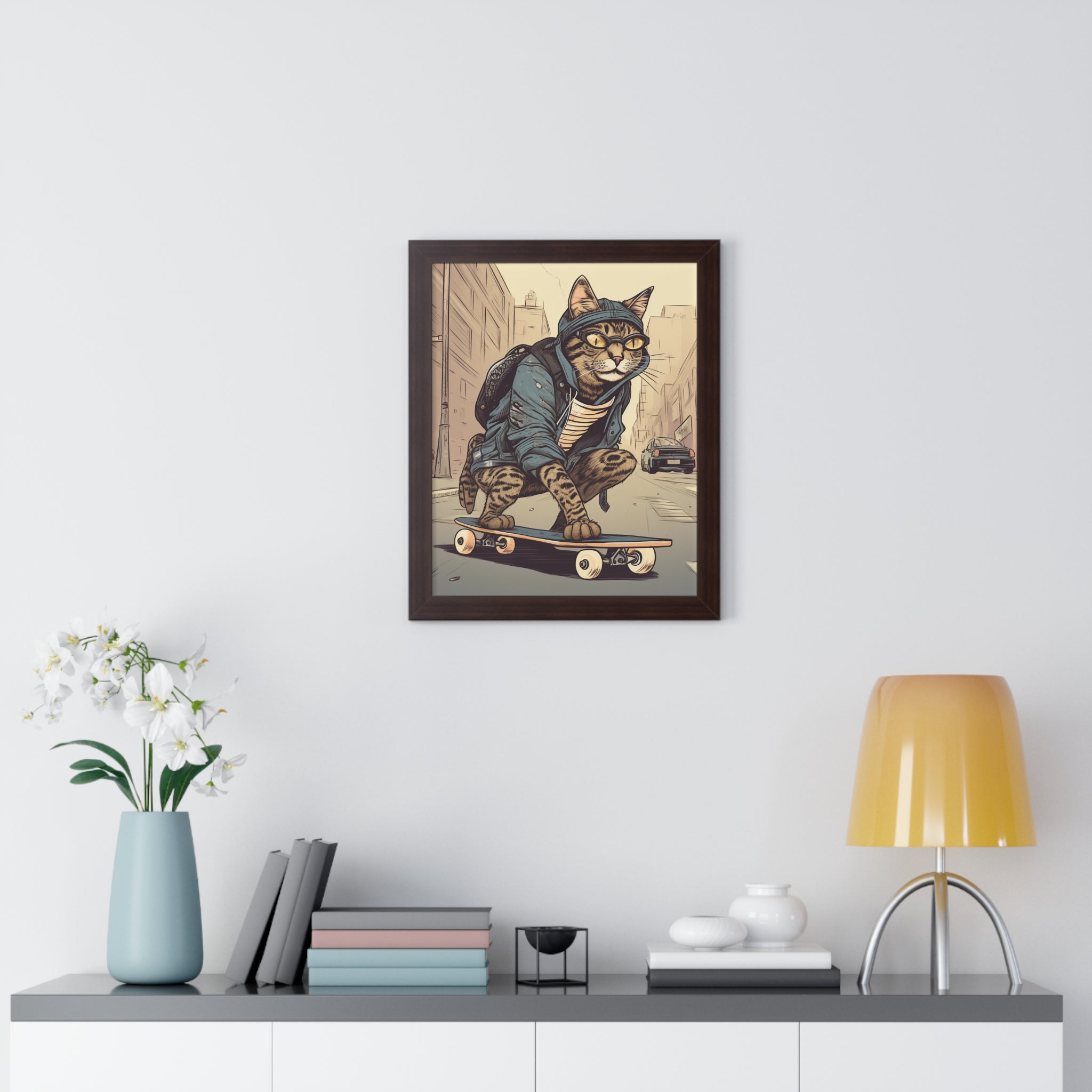 Tabby Board Framed Vertical Poster - Noire Faire