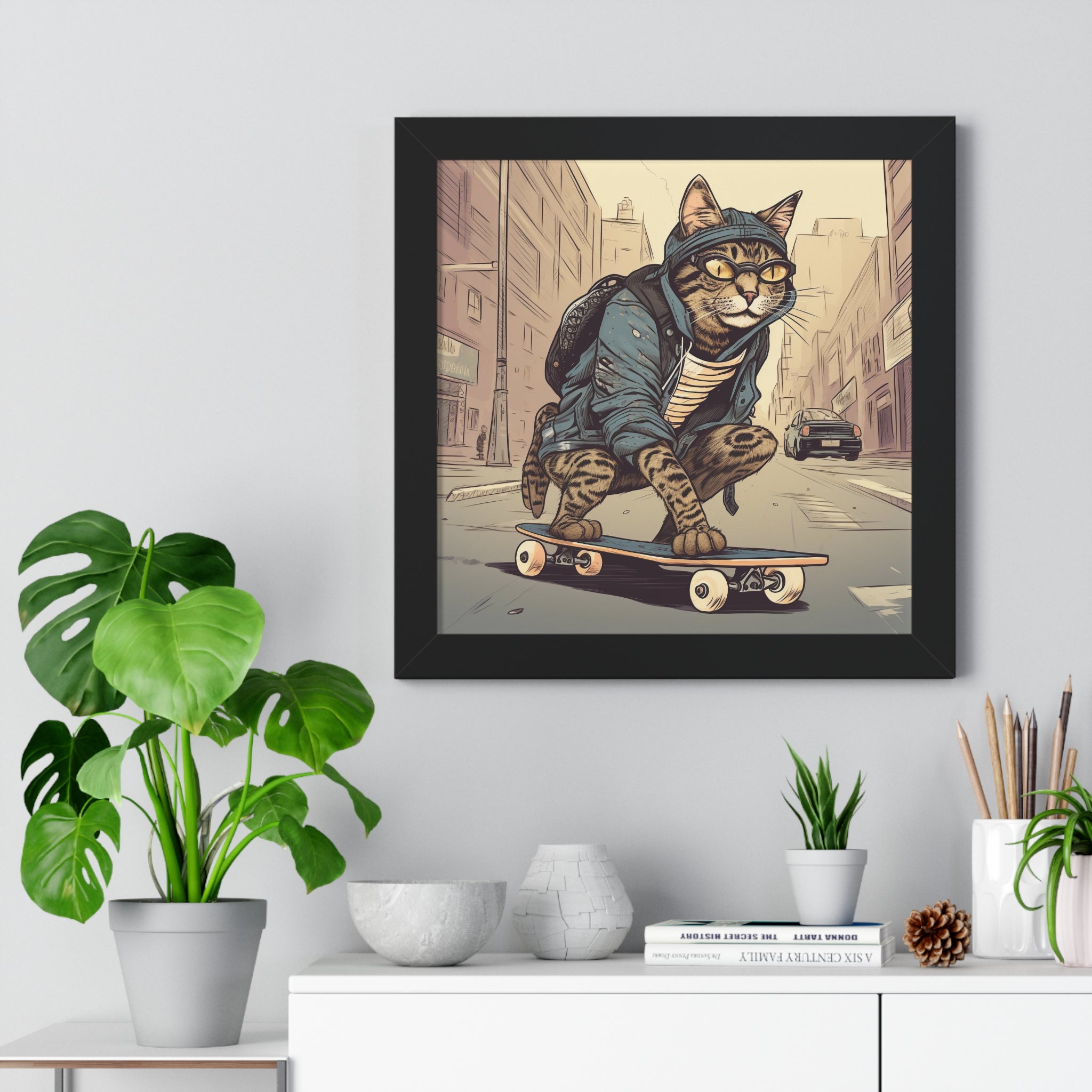 Tabby Board Framed Vertical Poster - Noire Faire