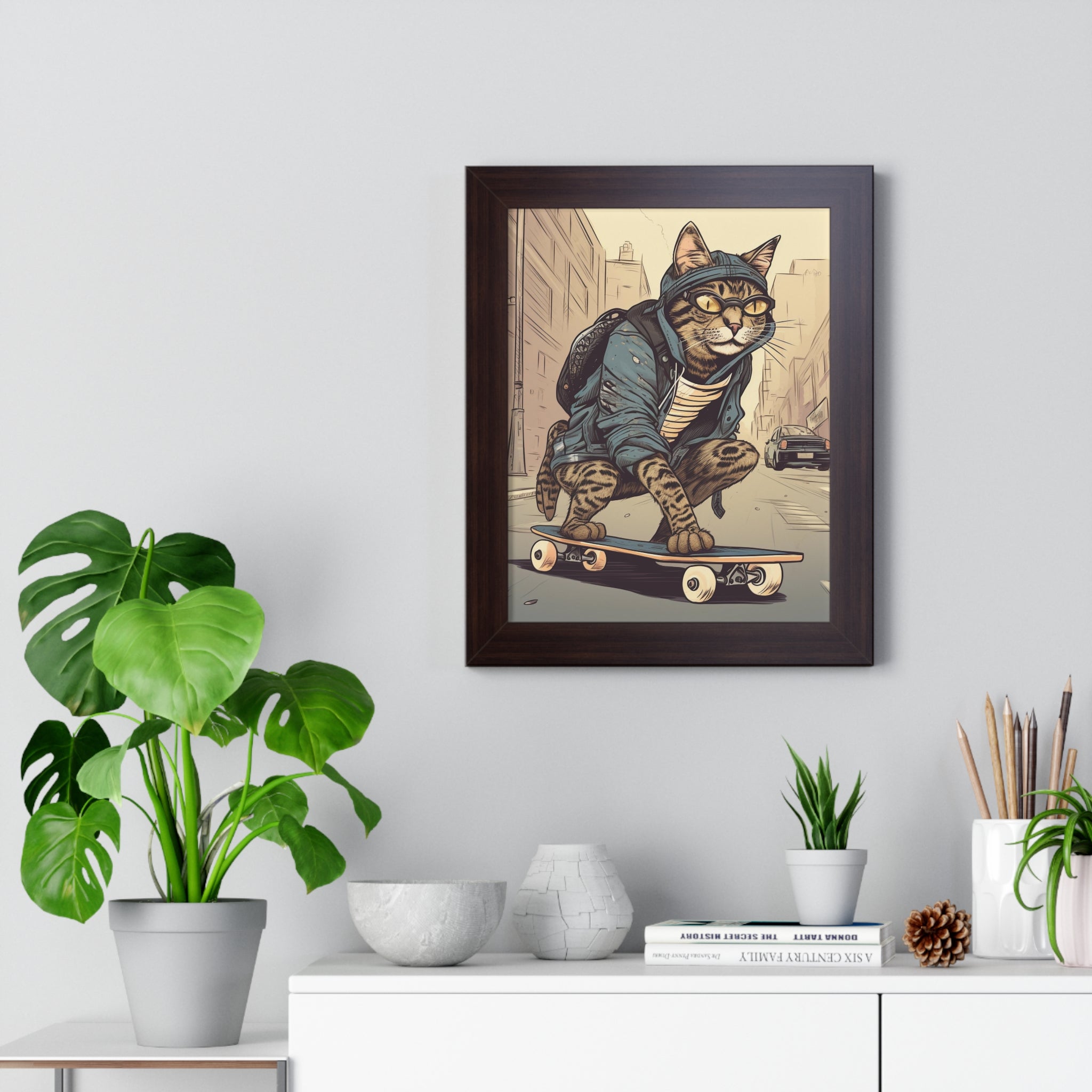 Tabby Board Framed Vertical Poster - Noire Faire