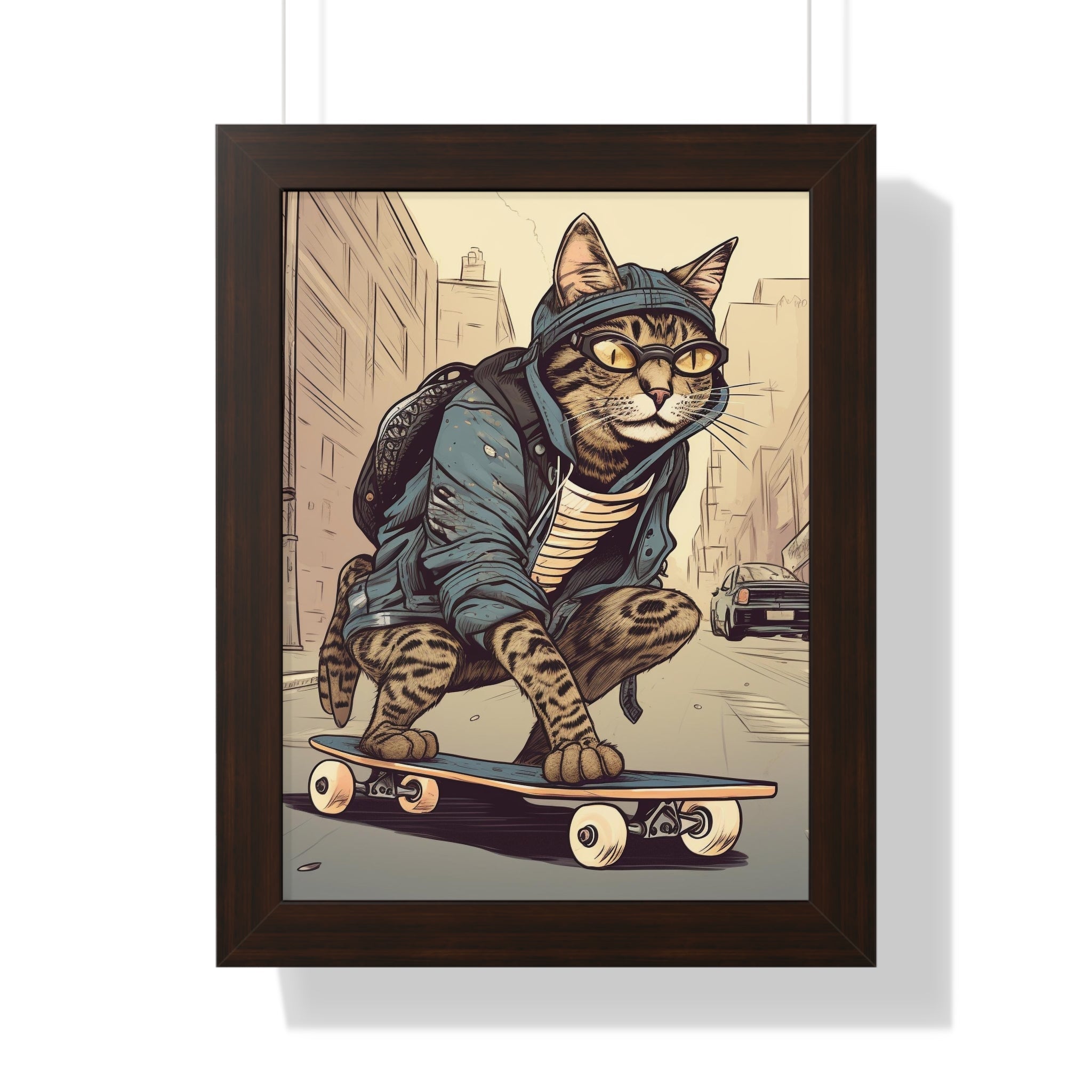 Tabby Board Framed Vertical Poster - Noire Faire