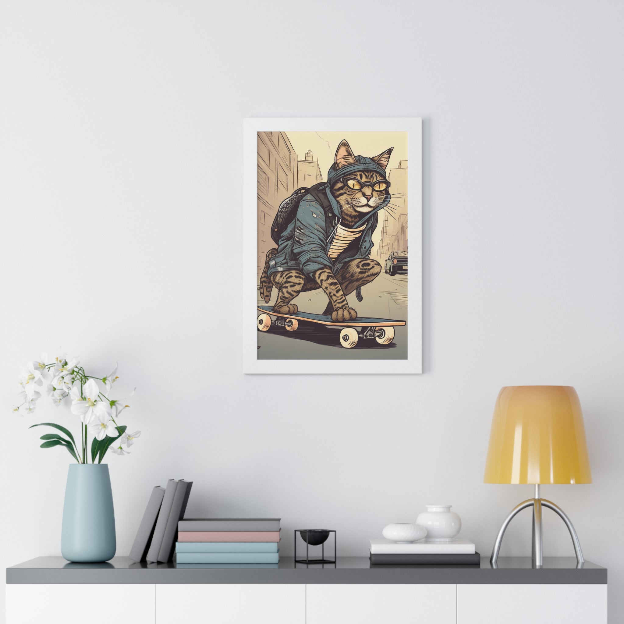 Tabby Board Framed Vertical Poster - Noire Faire