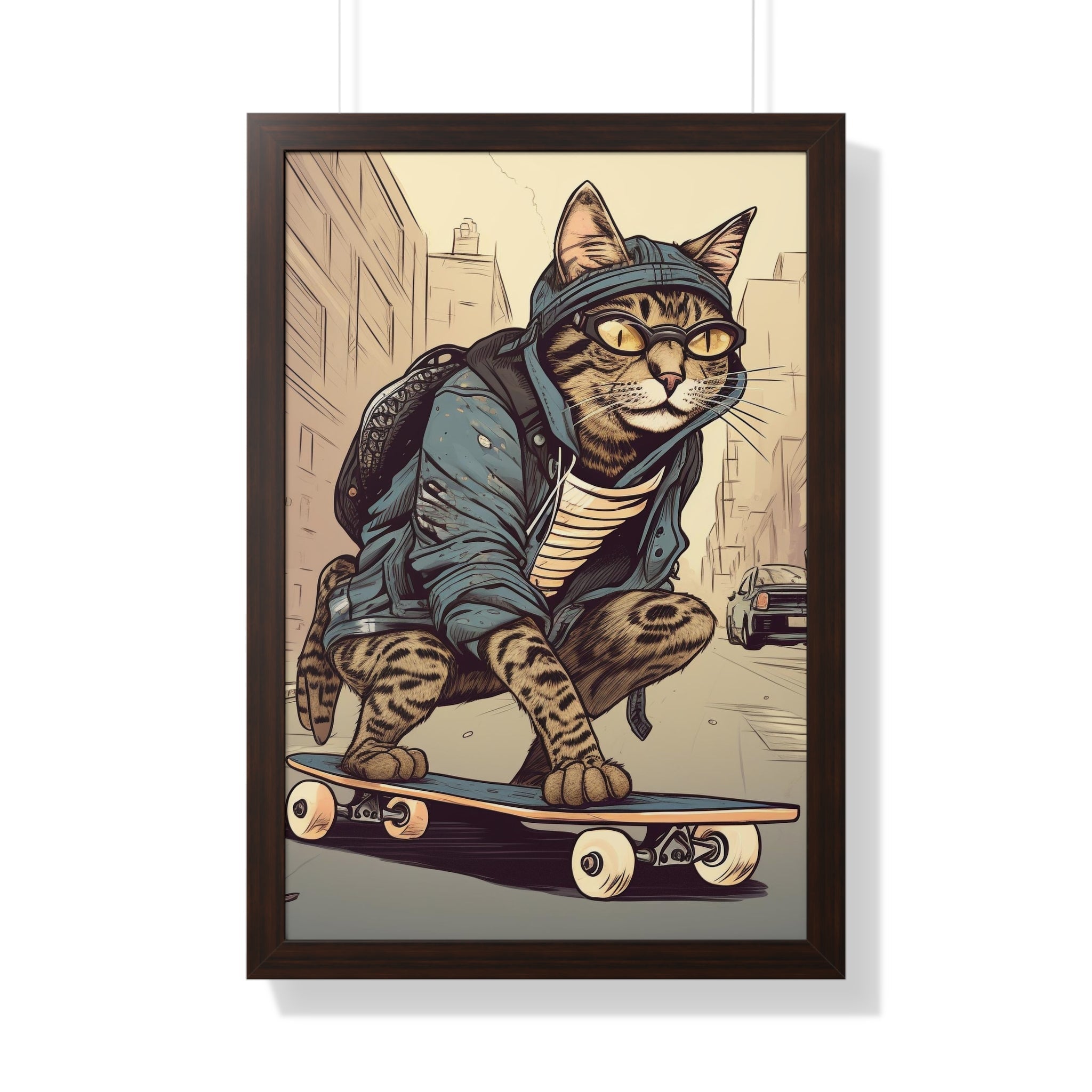 Tabby Board Framed Vertical Poster - Noire Faire