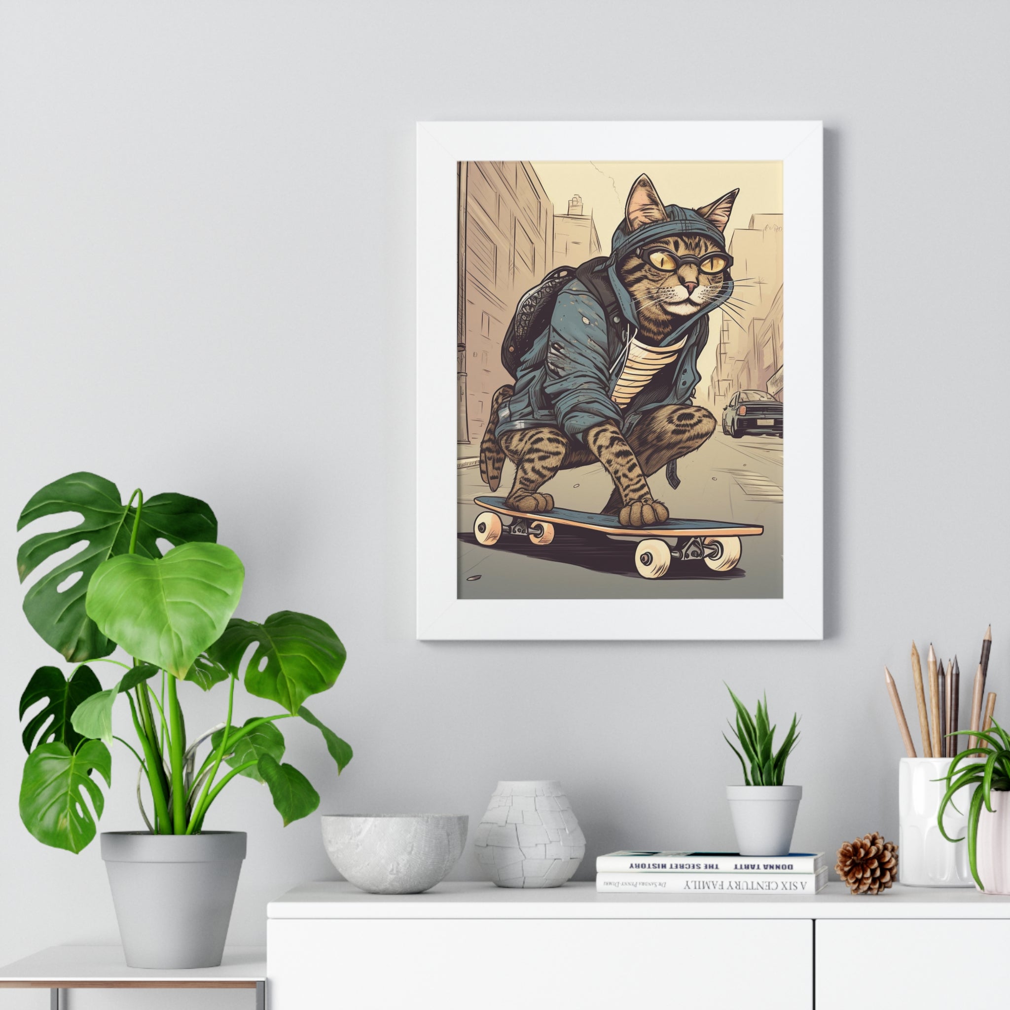 Tabby Board Framed Vertical Poster - Noire Faire