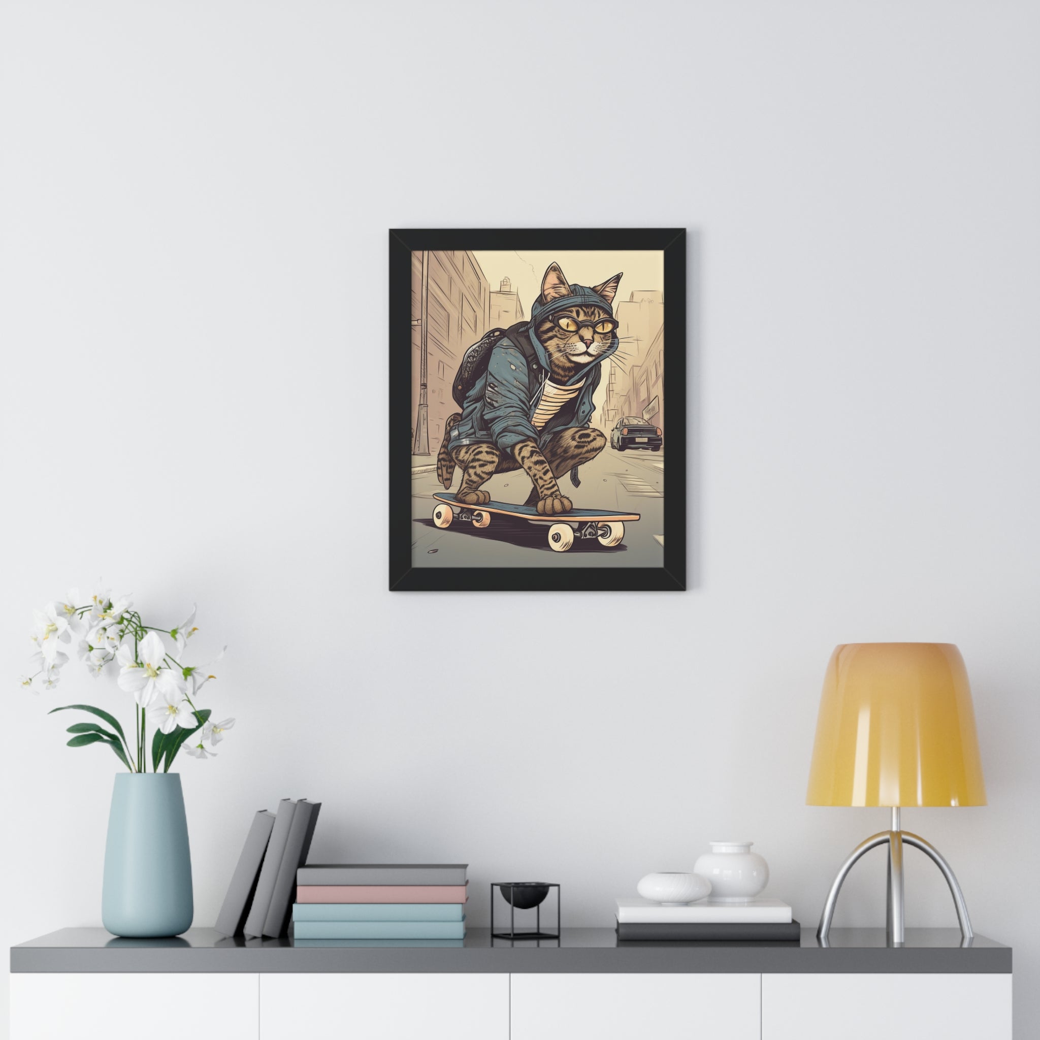 Tabby Board Framed Vertical Poster - Noire Faire