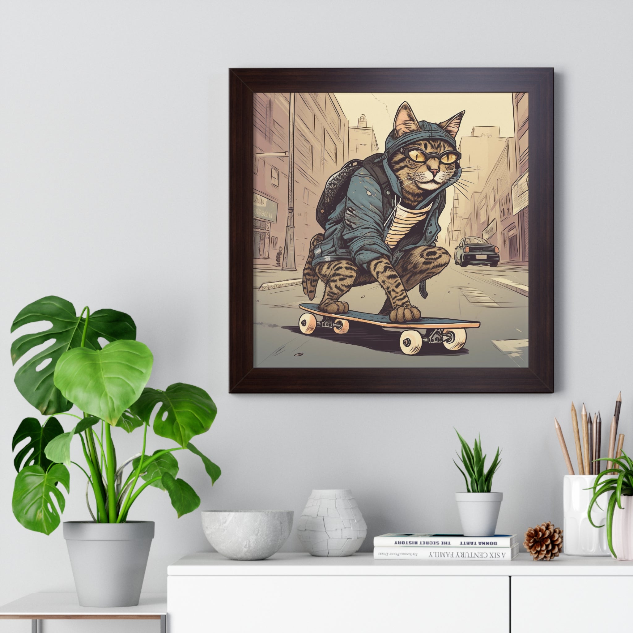 Tabby Board Framed Vertical Poster - Noire Faire