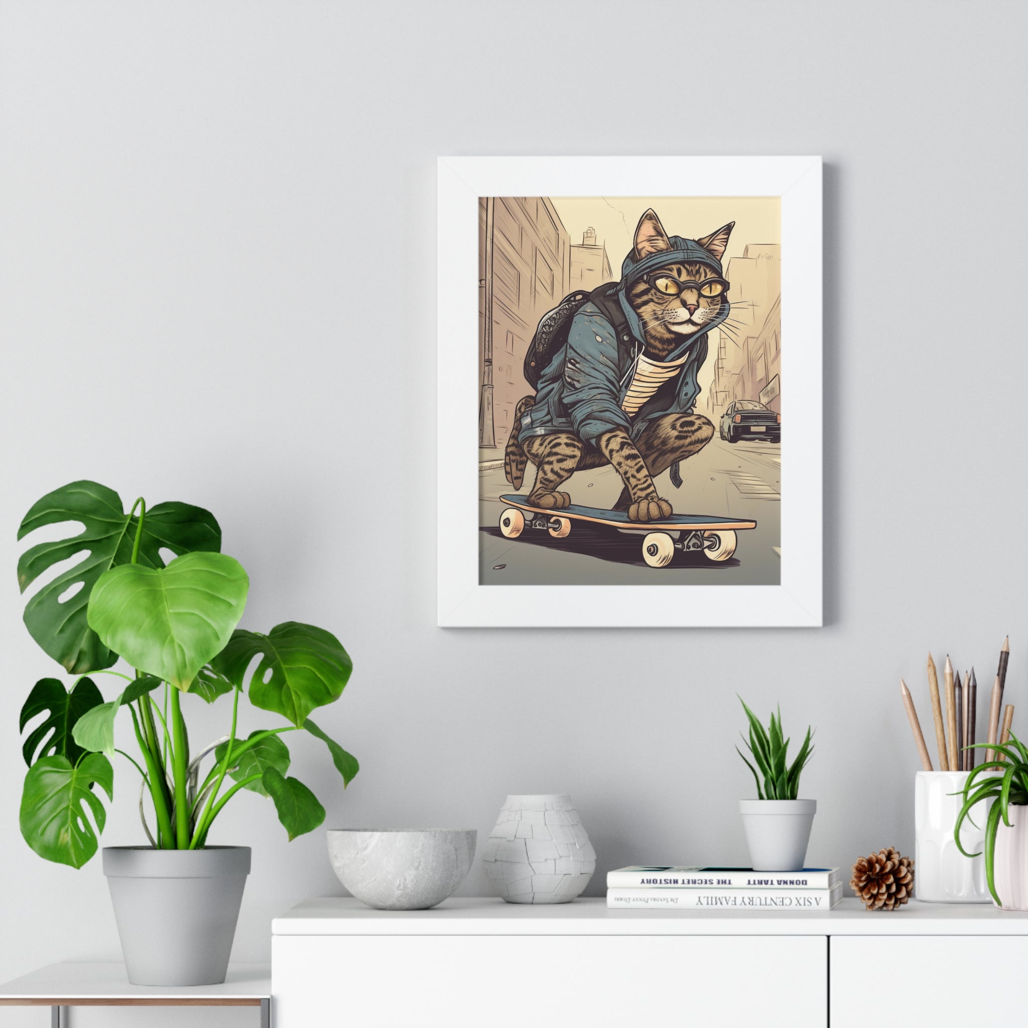 Tabby Board Framed Vertical Poster - Noire Faire