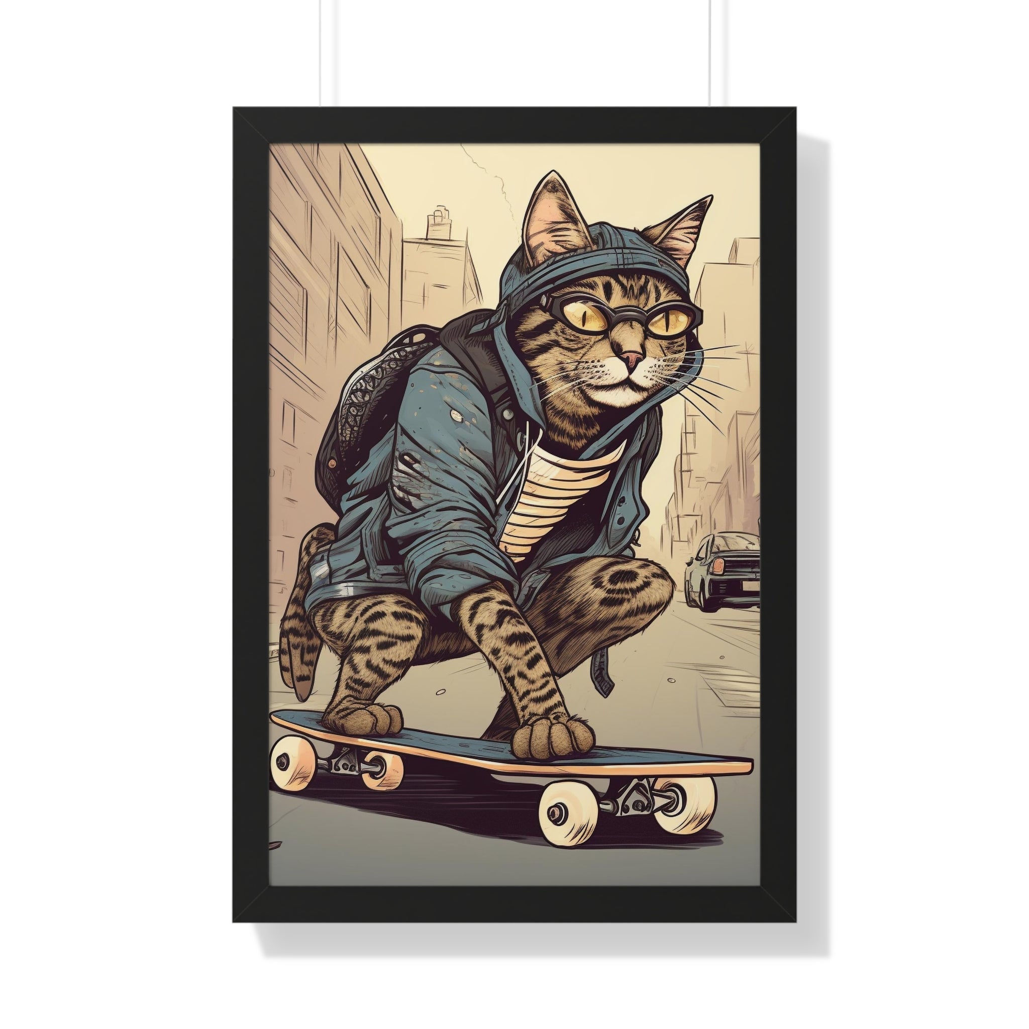 Tabby Board Framed Vertical Poster - Noire Faire