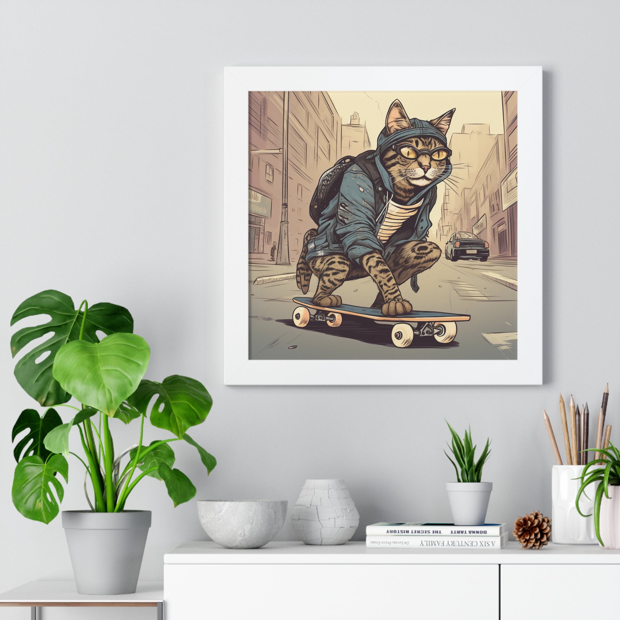 Tabby Board Framed Vertical Poster - Noire Faire