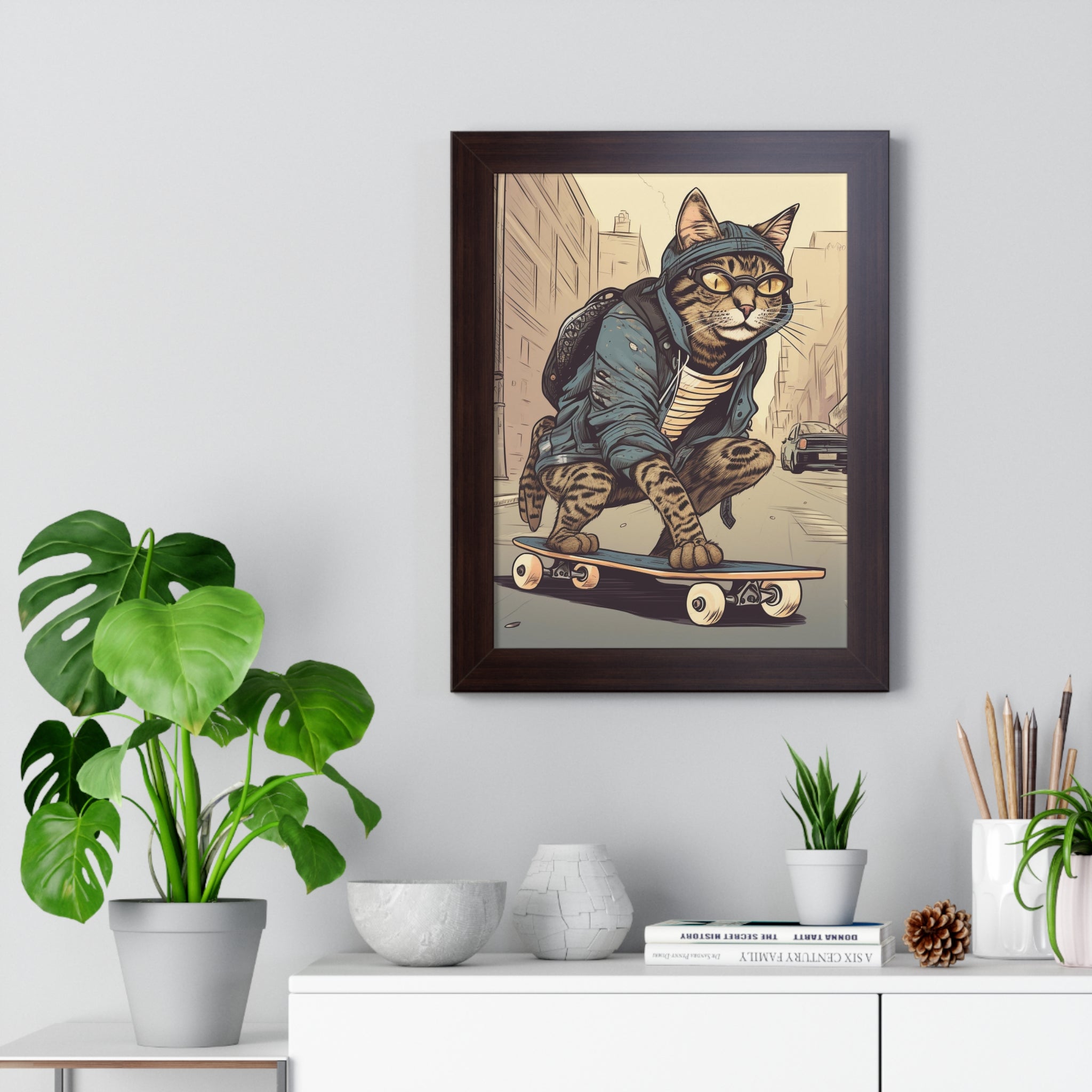 Tabby Board Framed Vertical Poster - Noire Faire