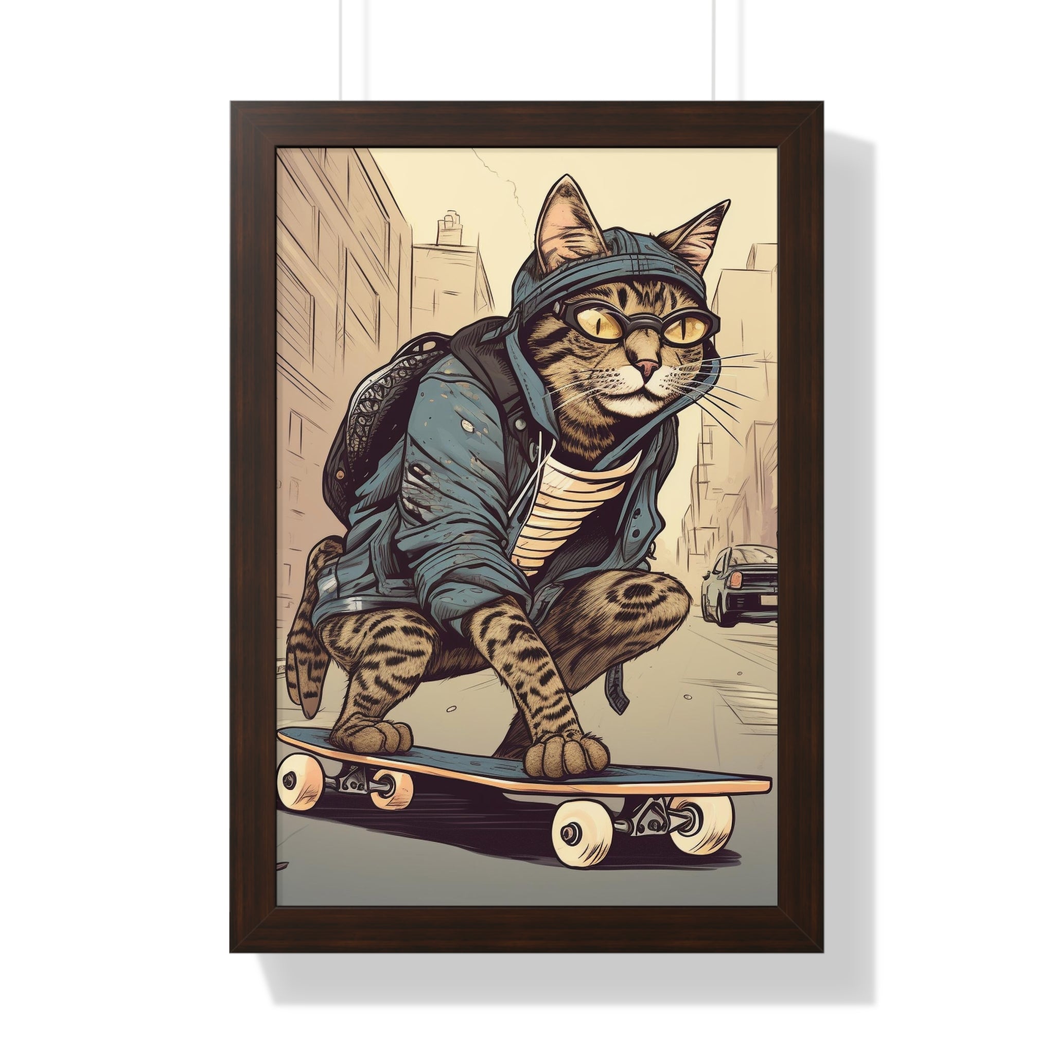 Tabby Board Framed Vertical Poster - Noire Faire